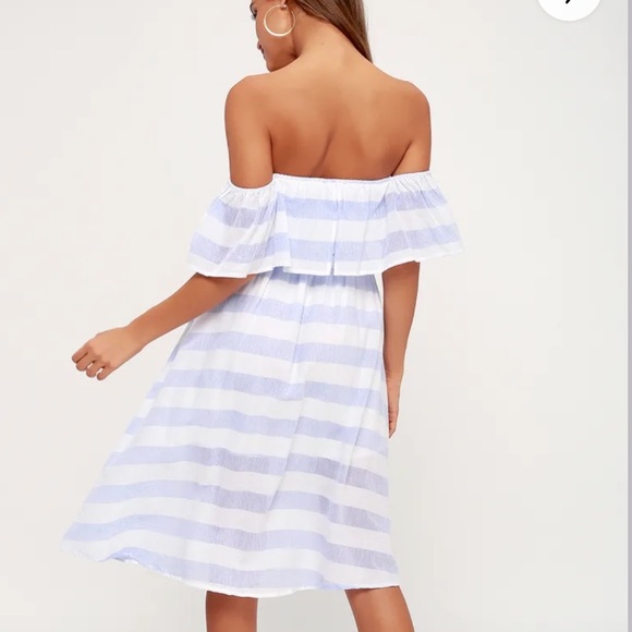 Transatlantic Voyage Blue and Ivory Striped Midi Dress - Picture 3 of 7